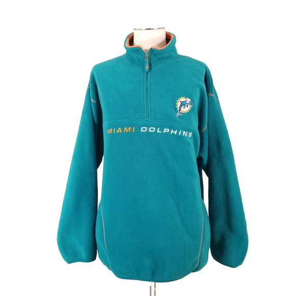NFL G-III Miami Dolphins sweater men's 2XL XXL green fleece pull over deep pile - Picture 1 of 16